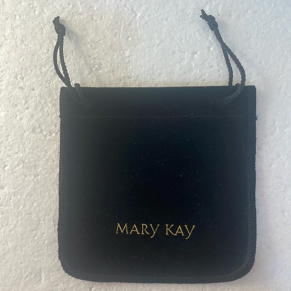 Mary Kay Black velvet drawstring jewelry makeup mirror compact accessory bag